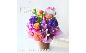 【母の日】パフュームオレンジMサイズ＜お届け日：2026年5/8～5/10 当店おまかせ ＞母の日カード付き【 母の日 ギフト アレンジ 花 贈り物 大阪府 門真市 】 272230_BG114