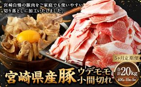【5ヶ月定期便】＜宮崎県産豚 ウデモモ 小間切れ 400g×10袋（10袋×5回）＞ お申込みの翌月下旬頃に第一回目発送（12月は中旬頃） 豚肉 お肉 肉 新生活応援 卒業祝い 就職祝い 入学 卒業 お花見 引越し【c1380_mc_x4】