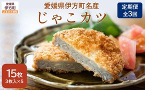 【定期便】【愛媛県伊方町名産】じゃこカツ（3枚入り×5パック）全3回 IKTI021