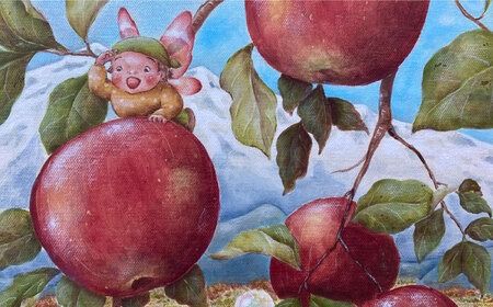 絵画「アップルパイ焼けたよ!」 糸島市 / 工房はーべすと アート インテリア[AYA054] 絵画 絵 額縁 インテリア 内装 パステル イラスト アート