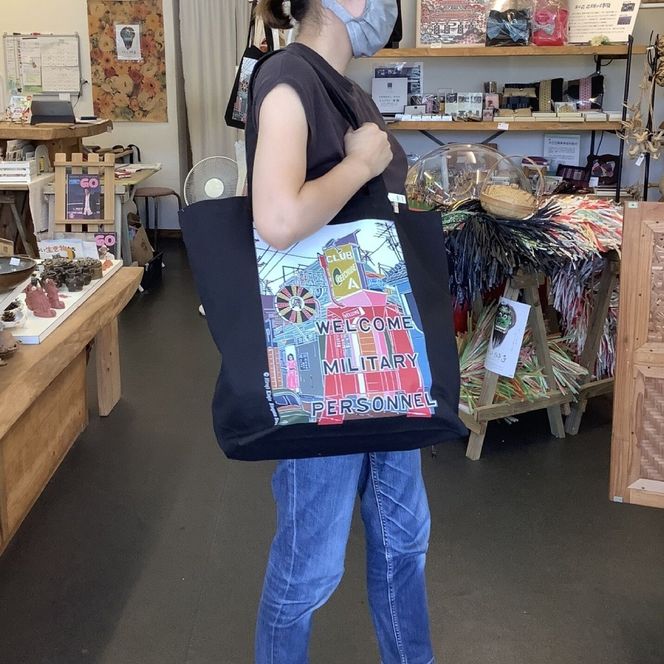 【宏次染工房 / 沖縄県認定工芸士 金城宏次】Aサインバー トートバッグ (紅型プリント) カバン 鞄 ショルダー メンズ レディース 沖縄市 / コザ工芸館ふんどぅ[BCAU001]