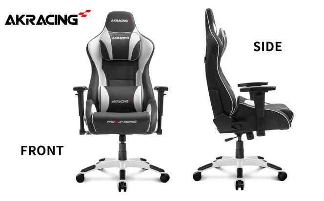 099H3162 AKRacing Pro-X Gaming Chair (White) JP エーケーレーシング ゲーミングチェア（ヘッドレスト・ランバーサポート付き）