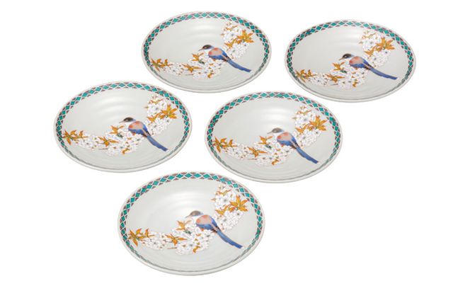 九谷焼　5.2号皿揃　花鳥 （5枚セット）a01 食器 キッチン雑貨 キッチンアイテム 雑貨 小物 お皿 丸皿 食卓 テーブルコーディネート 普段使い 贈り物 
