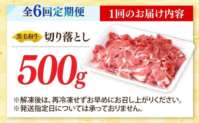 【6回定期便】国産 黒毛和牛 熟成肉 切り落とし 500g / 小分け 国産牛 お肉 牛肉 切落し 冷凍 焼肉 すき焼き / 南島原市 / ふるさと企画[SBA098]