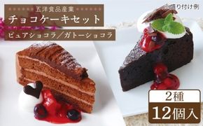 ピュアショコラ / ガトーショコラ チョコレートケーキ 2種12個 冷凍 糸島市 / 五洋食品産業 [AQD006] お祝い バースデー クリスマス 誕生日ケーキ 冷凍ケーキ 詰め合わせ