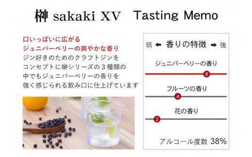 榊　sakaki　XV　クラフトジン　紀州熊野蒸溜所1本【prm007A】