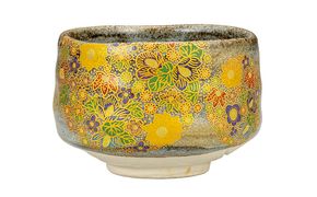 九谷焼　 抹茶碗　花詰　a03 