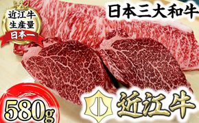 【一週間以内発送】【寛閑観】近江牛豪華ステーキセット 580g（冷蔵）【FR24W1】