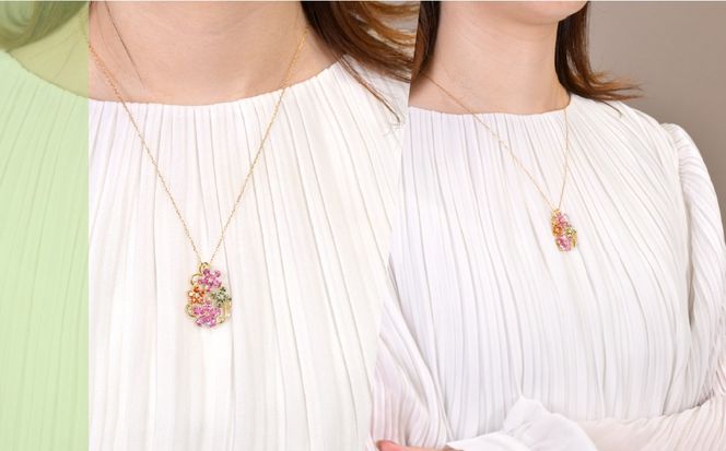 K18　イエローゴールド　マルチフラワーデザイン　カラーサファイアネックレス 管理番号222015 218-245-b