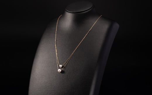 【お洒落なシンプル♪】6.5/5mm アコヤ真珠 2連バーネックレス  H-288