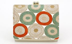 【文庫屋大関】三つ折りミニ財布　笠菊（若草）【皮革工芸品】 ファッション 小物 民芸品 お札 カード 小銭 手のひらサイズ コンパクト 厄除け 牛革 手作り 大人可愛い 