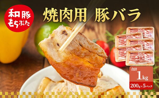 焼肉用 豚バラ 和豚 もちぶた 200g×5 豚肉 ポーク 肉 豚 国産 宮城県産 小分け バラ肉 豚バラ肉 ストック 精肉