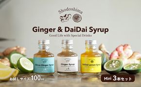 【 小豆島 】小豆島ジンジャー&ダイダイレモンシロップ3本セット ミニ お試し 飲料 飲み物 ドリンク シロップ ギフト 贈り物 香川 香川県 土庄 土庄町