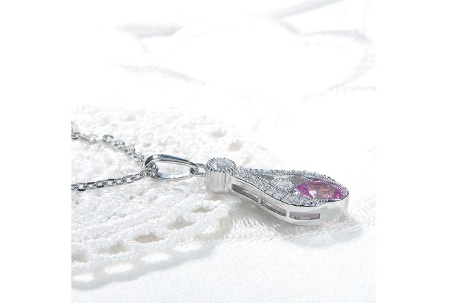 ペンダント ネックレス PT900 プラチナ 0.17ct ダイヤモンド ピンクサファイア しずく つゆ型 ミル アンティーク誕生石 大粒 ジュエリー 【f253-pt-psa】 [オーダーメイドジュエリーメイ 山梨県 韮崎市 20745064]