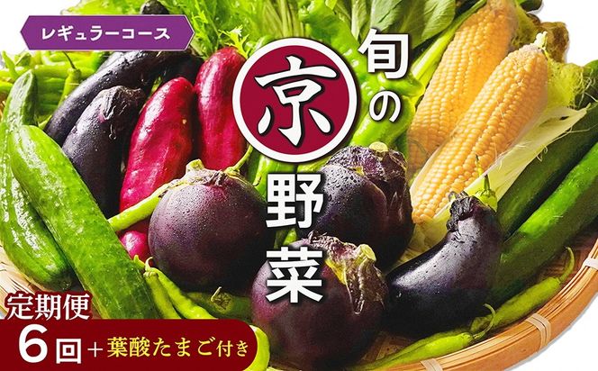 【6回定期便】旬の京野菜　毎月お届けレギュラーコース（全6回）＆『葉酸たまご』6個入り×1パック×3回分付≪定期便 野菜 ふるさと納税野菜≫ ※沖縄・離島・諸島へのお届け不可