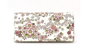 【文庫屋大関】束入れ かすみ桜【皮革工芸品】 財布 お札 お札入れ 長財布 カード 小銭 牛革 手作り 日本製 墨田区 東京都