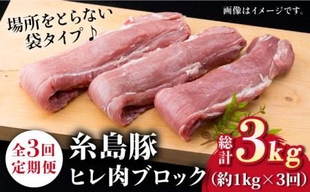 [全3回定期便]糸島豚 ヒレ肉 ブロック 1kg (1本350g前後×3本)[糸島][糸島ミートデリ工房] [ACA233] 国産 糸島 豚肉 豚 ヒレ トンカツ トンテキ