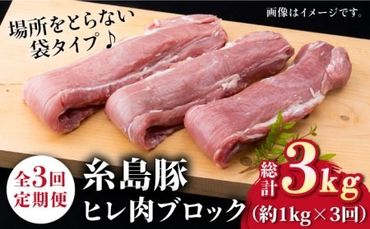 【全3回定期便】糸島豚 ヒレ肉 ブロック 1kg （1本350g前後×3本）《糸島》【糸島ミートデリ工房】 [ACA233]