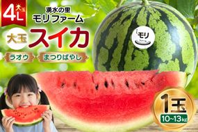 AJ456 【令和8年度出荷分】 湧水の里 モリファーム 大玉スイカ ラオウ まつりばやし 4L 10～13kg 1玉 [ 先行予約 数量限定 すいか スイカ 西瓜 フルーツ 果物 長崎 長崎県 島原市 ]