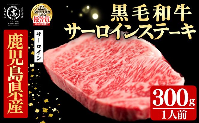 鹿児島県産黒毛和牛厚切りサーロインステーキ(1人前300g/300g×1枚) b6-026