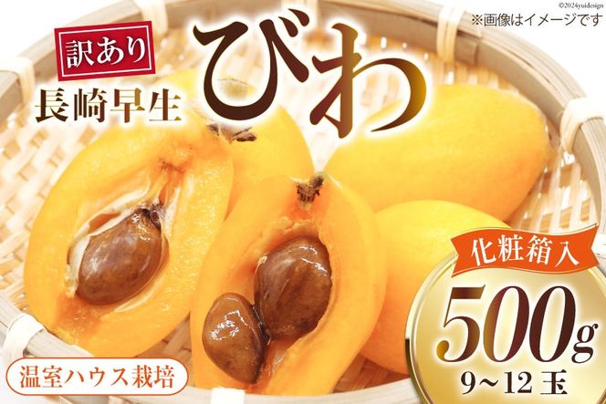 BI208 【令和9年度出荷分】訳あり 長崎 びわ 500g 温室ハウス栽培 長崎早生 [ フルーツ 枇杷 ビワ 果物 化粧箱入り 季節限定 99アイランドファーム 長崎県 島原市 ]