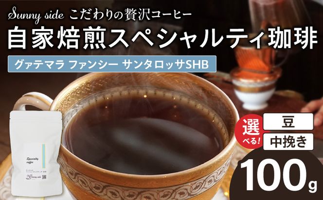 【こだわりの贅沢コーヒー】「Sunny side」の自家焙煎スペシャルティ珈琲　グァテマラ ファンシー サンタロッサ SHB（100g） ［137S17］ こだわりの贅沢コーヒー Sunny side 自家焙煎 スペシャルティ珈琲 SHB 100g 選べる 豆 粉 スペシャルティ コーヒー 厳選 高品質 アラビカ種 コーヒー豆 独特 ご褒美 愛知県 小牧市 送料無料