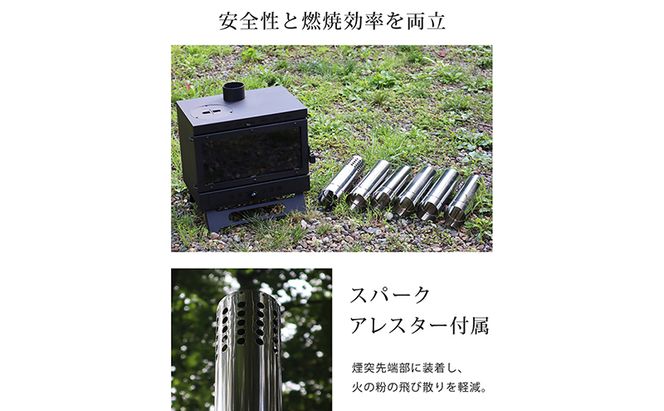 薪ストーブ ガラス窓付き 折りたたみ 煙突付き 耐熱ガラス コンパクト キャンプストーブ アウトドアコンロ 竈 かまど 焚き火 角型ストーブ ウッドストーブ キャンプ アウトドア Landfield ランドフィールド LF-HOS030