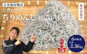 【 6回 定期便 】 土佐黒潮 こだわり の ちりめんじゃこ 560g 合計 3.36kg 毎月届く 冷凍 小分け 便利 無添加 無着色 国産 小魚 魚介 海産物 グルメ お取り寄せ 25-751