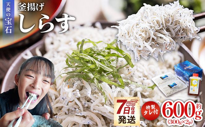 しらす【天使の宝石】釜揚げしらす 計600g 300g×2パック 特製タレ付き fa-0003