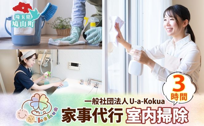 埼玉県 鳩山町 家事代行 室内掃除 3時間 お掃除 代行 サービス 室内清掃 床拭き 窓ふき 浴室 トイレ 水回り 支援 家事 支援 一般社団法人U-a-kokua 埼玉県 鳩山町