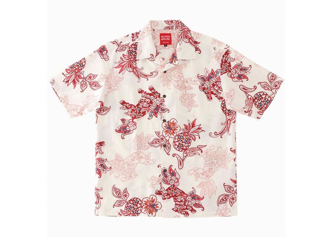 【かりゆしウェア】メンズ いちゃりばシーサーパインLサイズ×オフレッド