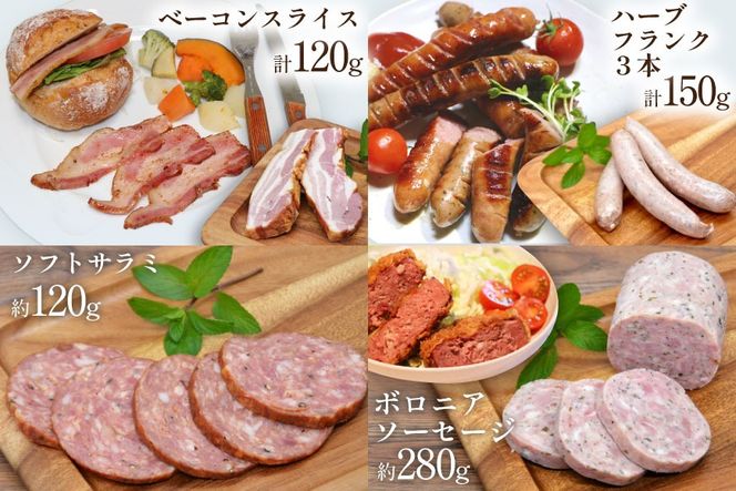【北アルプスそだち】信州吟醸豚ハム・ソーセージ４点セット [安曇野食工房 長野県 池田町 48110917]