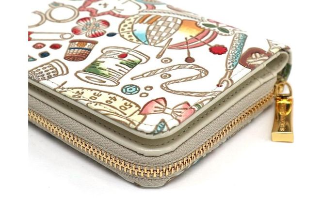 【文庫屋大関】二つ折りファスナーミニ財布 ソーイング【皮革工芸品】財布 二つ折り 小物 お札 カード 小銭 コンパクト 牛革 手作り 日本製 墨田区 東京都