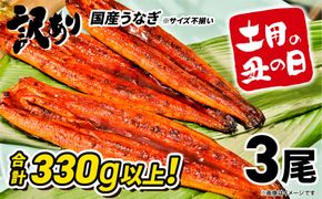 【訳あり】さかい河岸水産 国産 うなぎ 3尾 330g以上！ ※サイズ不揃い うなぎ蒲焼 国産 人気 鰻 うなぎ 3尾 K1804