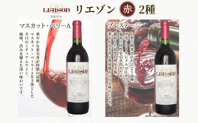 赤ワイン 3種 6本 720ml セット ベーリーA プレステージ Liaison NOVICE リエゾン ノヴィス フルボトル ワイン お酒 飲み比べ 山梨 日川中央葡萄酒 送料無料 山梨県 笛吹市 177-7-36