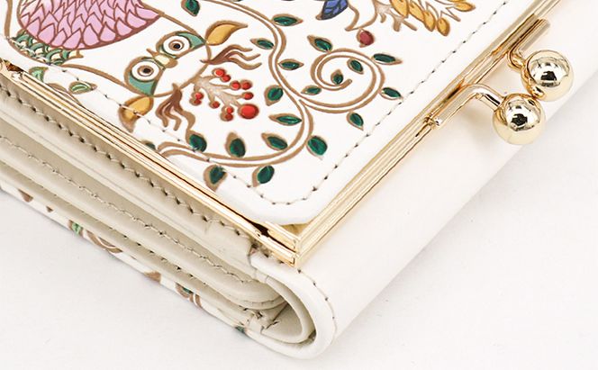 【文庫屋大関】三つ折りミニ財布　ふくろう【皮革工芸品】 ファッション 小物 民芸品 お札 カード 小銭 手のひらサイズ コンパクト 福来朗 福老 商売繁盛 牛革 手作り 国産 