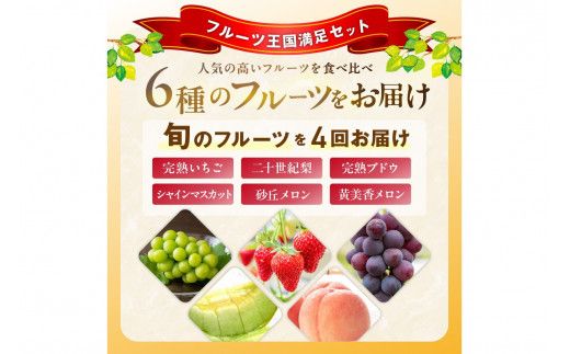 【先行予約／フルーツ定期便4回】旬の果物厳選！京丹後フルーツ王国満足セット（完熟イチゴ・メロン・完熟ブドウ＆シャインマスカット食べ比べ・二十世紀梨）（2026年2月中旬～発送） YK00516