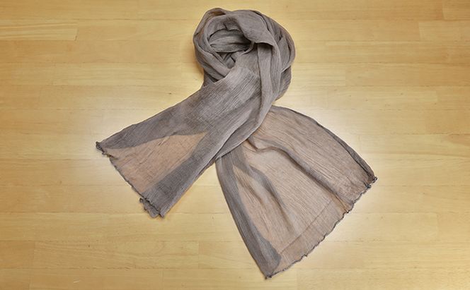 世界自然遺産白神山地から生まれた「縄文草木染め（栗）ストール（鉄染）」 ファッション小物 シルク 