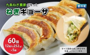 九条ねぎ農家が作ったねぎギョウザ（12個入×5袋） 〈 ぎょうざ 餃子 ギョーザ 九条ねぎ 京野菜 冷凍 冷凍餃子 惣菜 国産豚肉  おかず つまみ 夕飯 晩御飯 手軽 便利 〉 