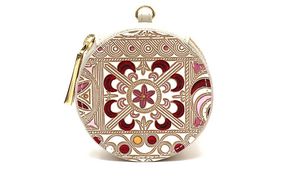 【文庫屋大関】マカロンポーチ 錦紗＜ピンク＞【皮革工芸品】 ポーチ ミニポーチ 小物入れ アクセサリー入れ イヤホン入れ 収納 保管ケース 手のひらサイズ  本革 革 皮革 工芸品 工芸 雑貨 ギフト プレゼント 日本製 東京