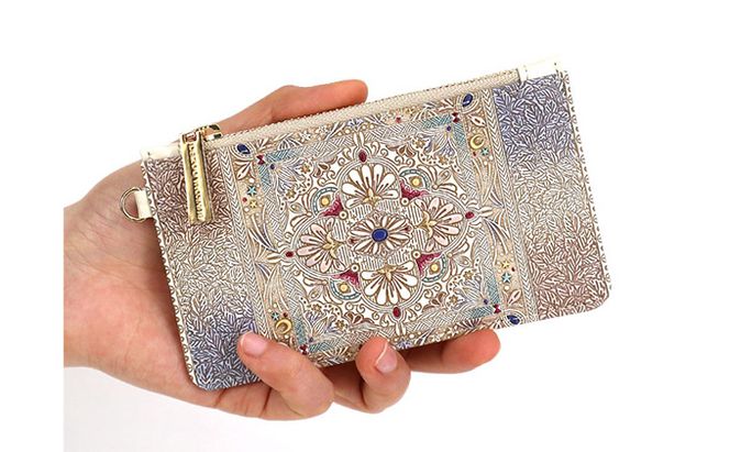 【文庫屋大関】すっきりカードケース　夢幻のタピ【皮革工芸品】 ファッション小物 雑貨 フラグメントケース 小銭入れ付き 収納 スマート 日本製 