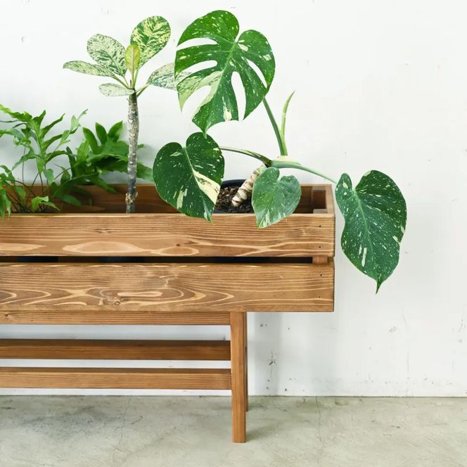 木箱のベンチ Lサイズ | ベンチ・スタンドの2WAYで使える ベンチ 椅子 棚 収納 観葉植物 マガジンラック 無垢材 木製
