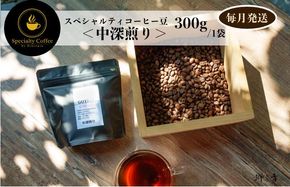 G1406 スペシャルティコーヒー焙煎豆 中深煎り 300g 定期便 全12回 12か月【毎月配送コース】