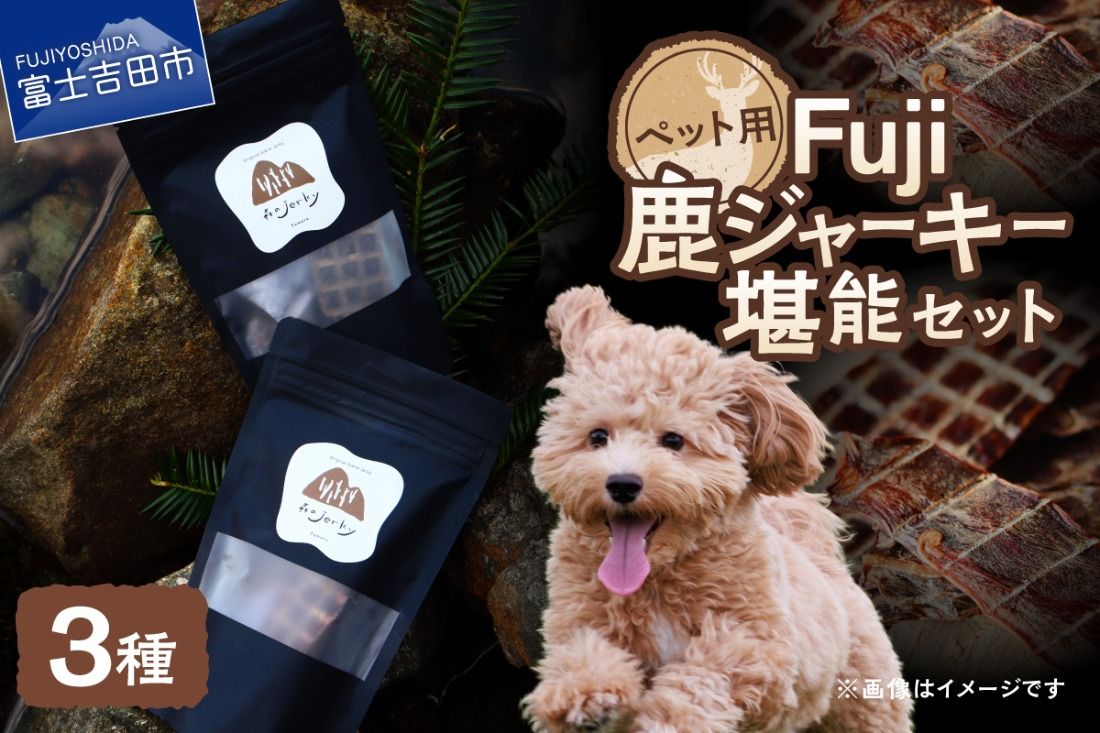 Fuji鹿ジャーキー堪能セット ペットフード 無添加 手作り 鹿肉 ジャーキー ふりかけ 国産 ご褒美 ごはん おやつ 山梨 富士吉田