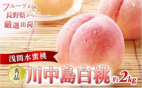 2026年発送 先行予約 「浅間水蜜桃プレミアム」 もも 川中島白桃 秀品 約2kg 5～9玉 ふるさと納税 果物 フルーツ モモ 果肉 デザート 酸味少なめ 硬め 長野県産 小諸市