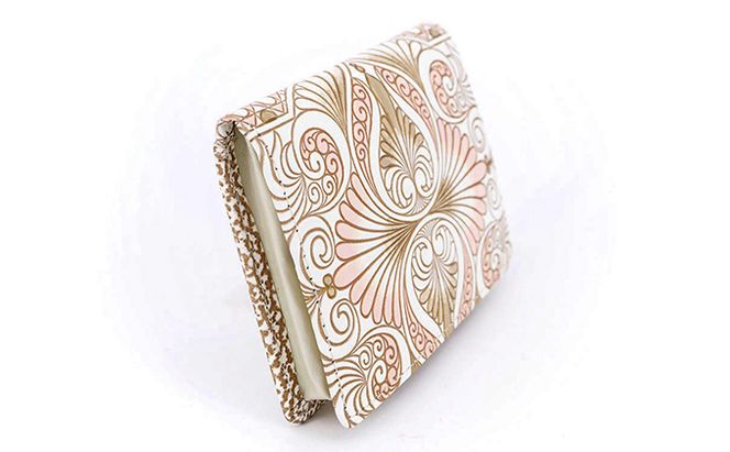 【文庫屋大関】箱まち小銭入れ　ロカイユ＜ベビーピンク＞【皮革工芸品】 ファッション小物 財布 民芸品 