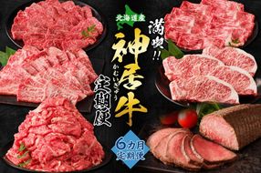 【6回定期便】佐藤さんちの神居牛”満喫セット” 特別な日の食卓に ステーキ ローストビーフ ！BBQにぴったり焼肉用 カルビも！_S013-0012