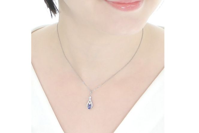 ペンダント ネックレス PT900 プラチナ 0.17ct ダイヤモンド タンザナイト しずく つゆ型 ミル アンティーク誕生石 大粒 ジュエリー 【f253-pt-ta】 [オーダーメイドジュエリーメイ 山梨県 韮崎市 20745065]