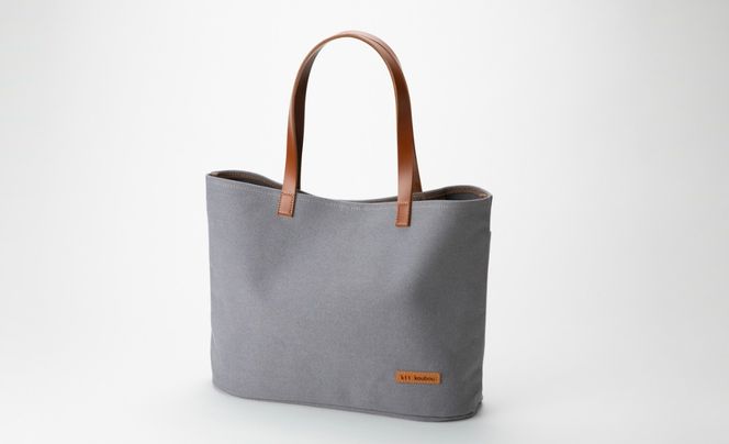 【J-246】ｋｉｉ工房　帆布かばん　スタンダードトートL 手長 先染めグレー【高島屋選定品】