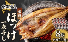 北海道産 ほっけ一夜干し（450～499g）×8枚 ｜ 釧路町の匠が贈る 北の至宝 ホッケ 干物 焼魚 焼き魚 白身魚 セット ひもの 魚干物 一人暮らし セット おかず 冷凍 スピード発送 すぐ届く 魚介類 海鮮 絶品 人気 ヒロセ すぐ発送 北海道 釧路町 釧路超 特産品